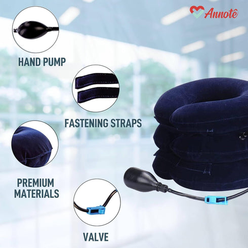 Inflatable Cervical Traction Cushion Device - Neck Pain Relief at Home, Decompression Pillow for Pinched Nerve