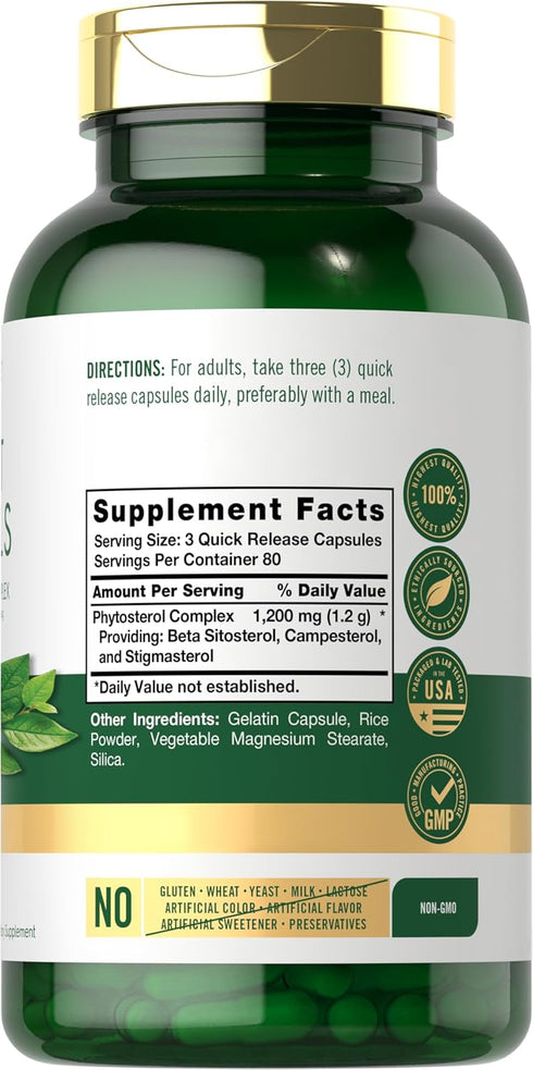 Carlyle Plant Sterols 1200 mg | 240 Ultra Potent Capsules | Non-GMO and Gluten Free Supplement | with Beta Sitosterol