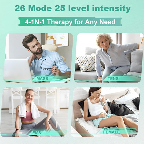 Wireless Tens Unit Muscle Stimulator for Pain Relief, APP Controlled Bluetooth TENS & EMS, 26 Modes, 25 Intensity
