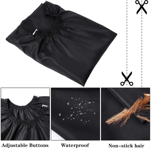 Professional Hair Cutting Cape FEBSNOW with Neck Duster Brush, Salon Barber Cape (Black)