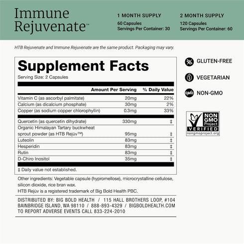 Immune Immune 60 BIG BOLD HEALTH HTB Rejuvenate - Himalayan Tartary Buckwheat - Polyphenols Supplement for Support