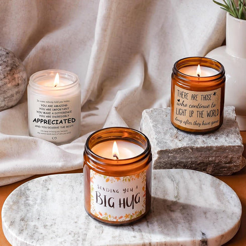 MULCHUM 7oz 45 Lavender Scented Candle, Thinking of You Hug Gift for Friends, Relaxing Natural Soy Wax Jar Candle