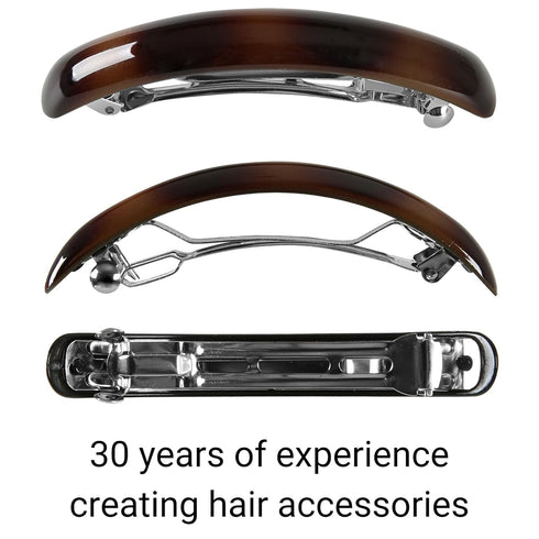 Stylish Tortoise Shell Hair Clip, Set of 3 Barrettes for Updo, Bun, Ponytail, Strong Accessory