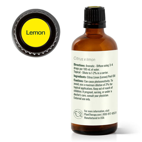 Plant Therapy Lemon Essential Oil, 100 mL (3.3 oz), 100% Pure, Natural Aromatherapy