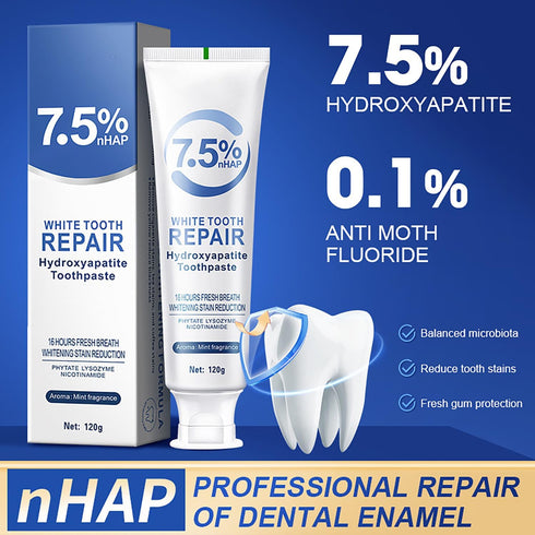 wwaiwenl 7.5% 4.23oz Hydroxyapatite Toothpaste for Advanced Enamel Protection, Hydroxyapatite Fluoride-Free Toothpaste