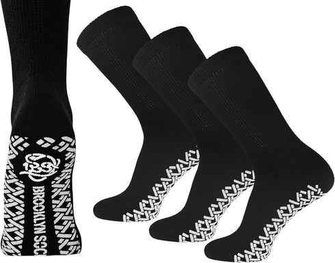 Brooklyn Socks Non-Skid Cotton Diabetic Neuropathy Crew Socks, Non-Binding Traction Control Multipack