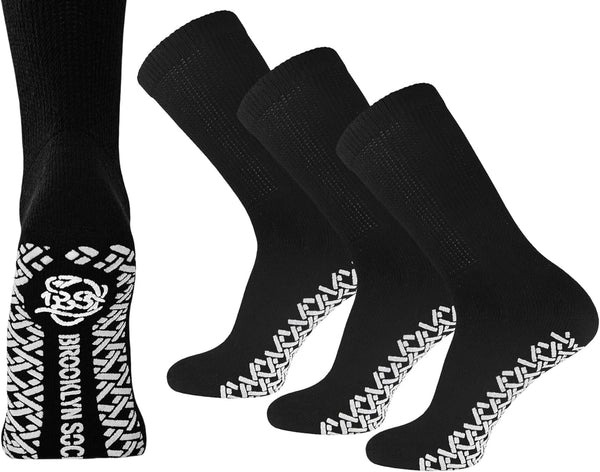 Brooklyn Socks Non-Skid Cotton Diabetic Neuropathy Crew Socks, Non-Binding Traction Control Multipack