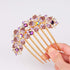 Women Rhinestone Inlaid Flower Hair Comb, Hairpin Barrette Accessory, Perfect Mother's Day Gifts (Purple)