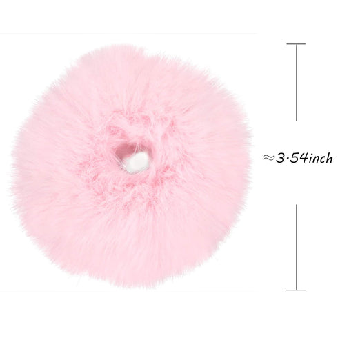 SUSULU Faux Fur Hair Bands Set of 12, Fluffy Scrunchies for Women in 6 Colors, Warm Accessories