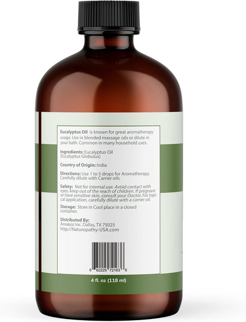 Naturopathy Eucalyptus Essential Oil 4 fl oz - Therapeutic Grade for Aromatherapy