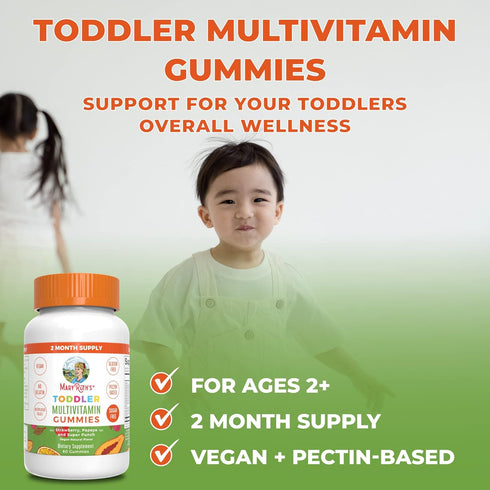 MaryRuth Organics Sugar Free Vitamin Gummies for Kids Age 2+, 60 Count Multivitamin with Vitamin C, D3, Zinc