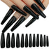 LuckForever 120pc Colored Extra Long Coffin Press on Nails, XL Ballerina False Fake Nails, Full Cover Artificial Nail