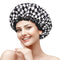 mikimini Shower Cap for Women and Girls | Elegant Chessboard Design, Double-layer Waterproof, Reusable, Medium