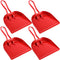 4 Pack Heavy Duty Metal Dust Pans 12 Inch, Large Handheld Dustpans for Household & Commercial Cleaning (Red)