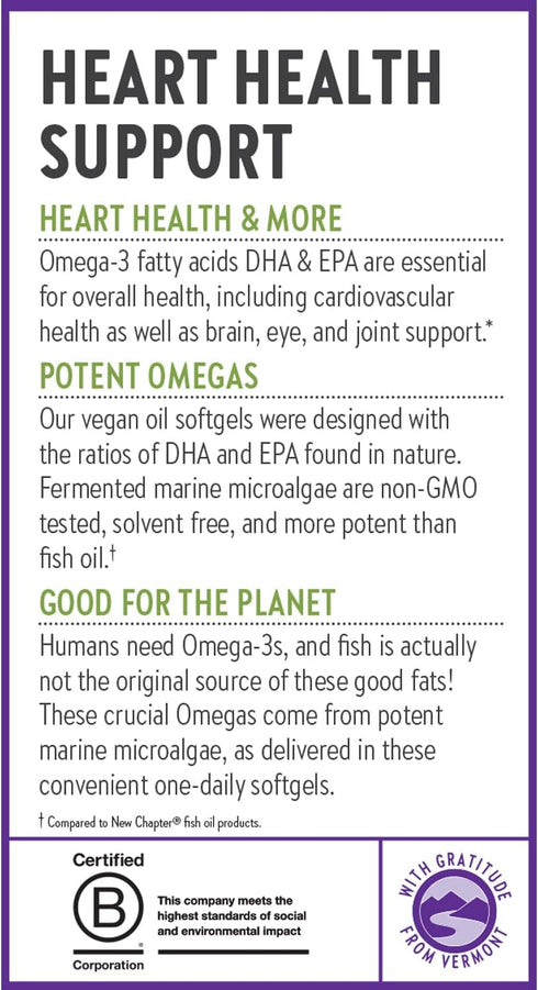 New Chapter Vegan DHA, EPA, DPA Supplement, Vegan Omega-3 Complex, 30 Vegan Softgels