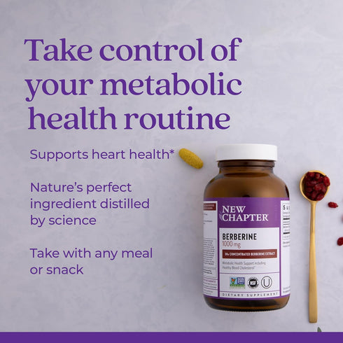 New Chapter Berberine Supplement, 1000 mg, 30x Concentrated Extract for Metabolic and Heart Health, 60 Count