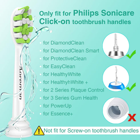 Aoremon Toothbrush Replacement Heads Compatible with Philips Sonicare DiamondClean, 6 Count, White