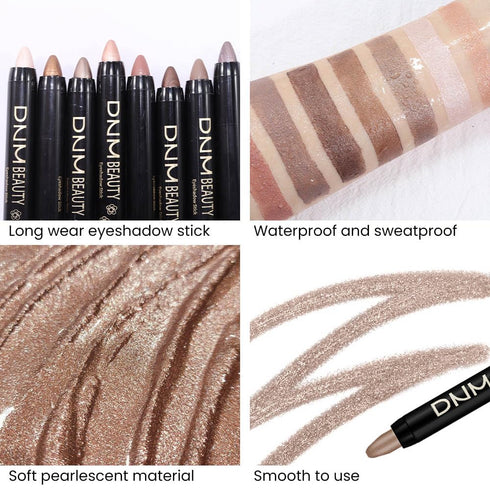 evpct 8Pcs Cream Eye Shadow Brightener Sticks Set, Waterproof Pencil Eye Shadow Applicator Stick Palette Makeup