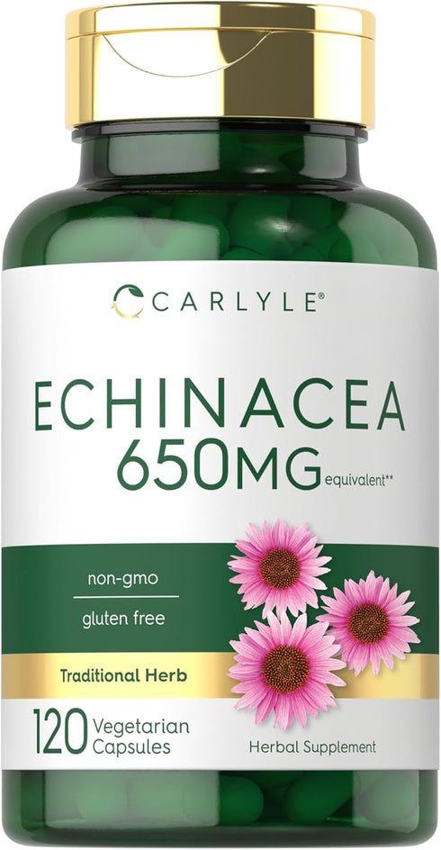 Carlyle Echinacea 650mg Capsules - 120 Count Non-GMO & Gluten Free Supplement