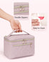 Makeup Bag, Travel Make Up Organizer, Cosmetic Brush Bags Case for Women in Quilted Fabric, Pink (Patent Pending)