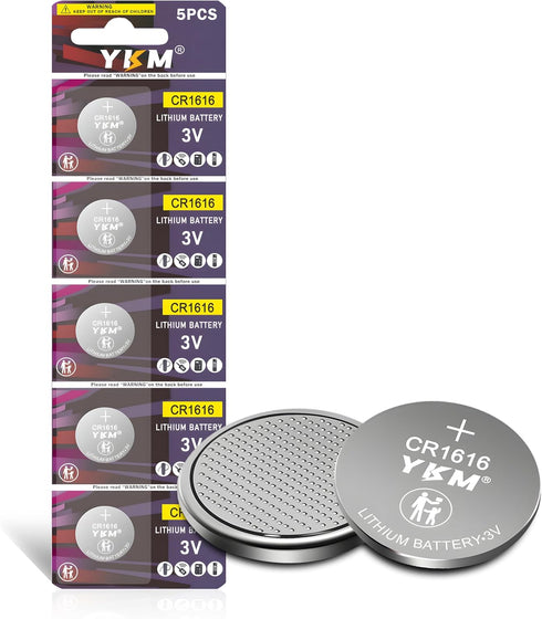 5 Pack CR1616 Battery DL1616 ECR1616 3V Lithium Coin Cell for Car Remote Key Fob, Watch, Scale