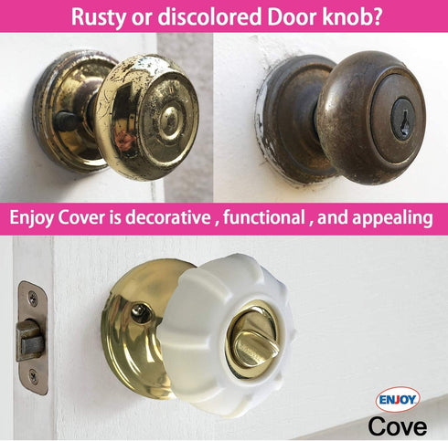 Enjoy Cover Door Knob Cover Grips, Non-Slip Arthritis & Senior Living Aids, 4 Pack (White, Cove)