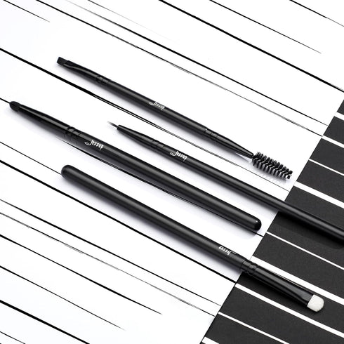 Jessup 10pcs Makeup Brush Set, Professional Black Brushes with Natural Synthetic Hair for Foundation, Blending, Blush,