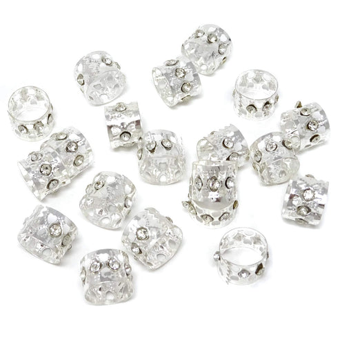 Honbay 20PCS Silver Rhinestone Hair Rings, Dreadlocks Beads, Braiding Hair Jewelry