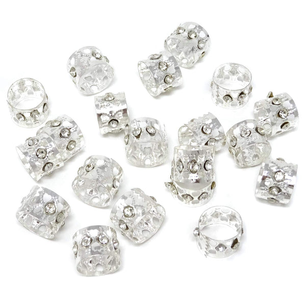 Honbay 20PCS Silver Rhinestone Hair Rings, Dreadlocks Beads, Braiding Hair Jewelry