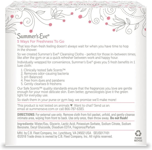 Summer's 16 Count Eve Feminine Cleansing Cloths For Sensitive Skin Sheer Floral