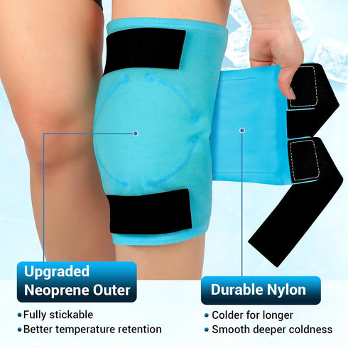 Comfytemp Extra Large Knee Ice Pack Wrap, FSA HSA Eligible, Reusable Gel Cold Compression Brace Sleeve for Pain Relief