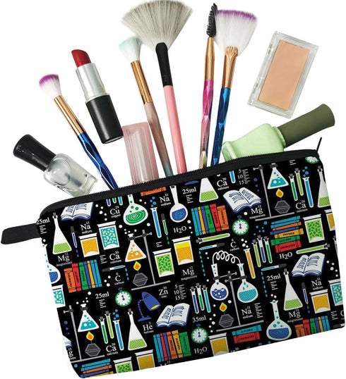 Women Travel Bag, Chemistry Pattern Printed Cosmetic Bag, Makeup Bag Small Pouch Gift for Women