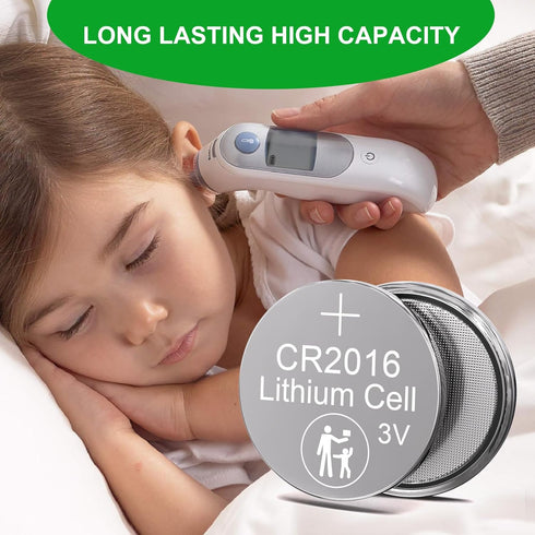CR2016 3V Lithium Battery 100 Pack, Key Fob Battery for Car Remote