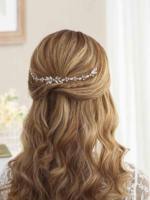 Unicra Wedding Crystal Hair Comb, Bridal Headpiece Accessories for Brides (Rose Gold)
