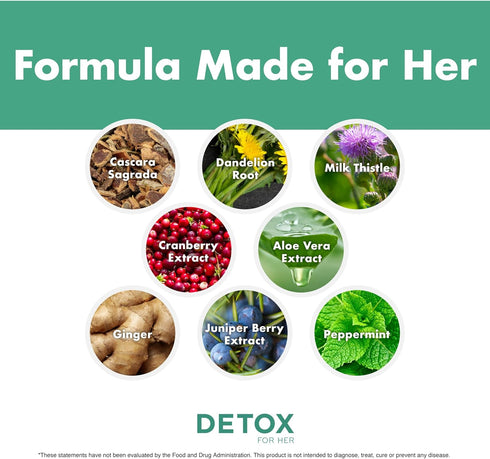 Detox for Her 30 Day Detox Cleanse Formula for Healthy Digestion, Promotes Detoxification & Balances