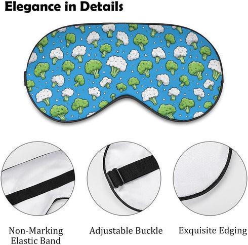 Sleeping Mask for Men & Women,Broccoli Cauliflower Blue Dots Block-Out Eye Mask for Sleep with Adjustable Strap, Night