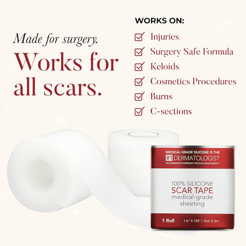 HealFast Physician Formulated Silicone Scar Sheets - Advanced Crosspolymer Medical Grade Silicone Scar Tape