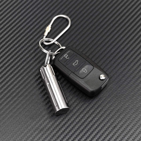 SHD Pill Holder Keychain, Titanium Waterproof Single Pill Box Container for Outdoor Travel Camping