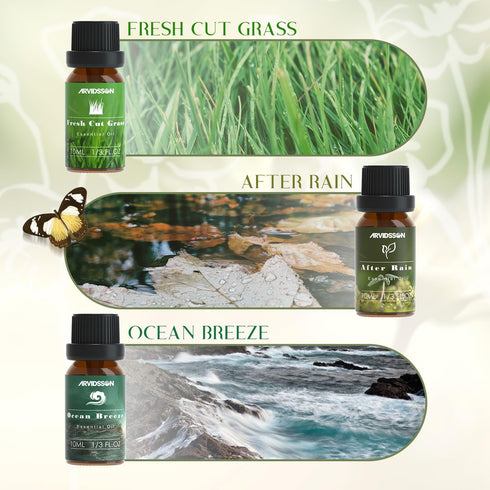 Spring Essential Oils Set, ARVIDSSON Natural Fragrance Oil for Diffuser, Candle Making - After Rain, Ocean Breeze,