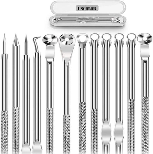 6PCS Dual Heads Blackhead Remover Kit, Pimple Comedone Extractor, Acne Blemish Removal, Premium Stainless Steel,