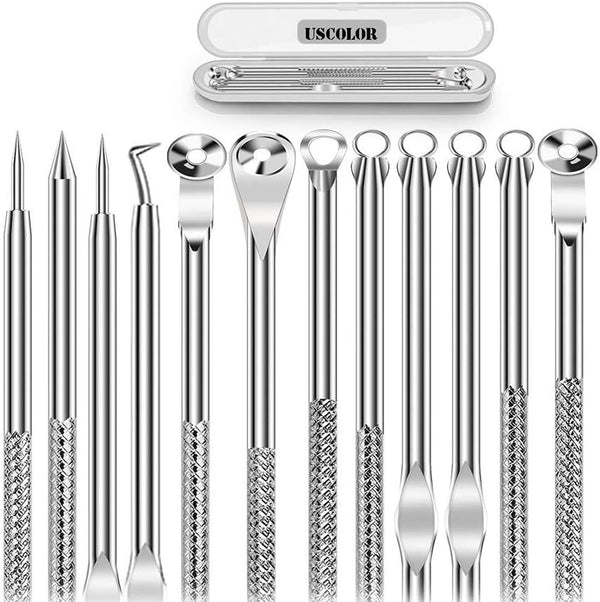 6PCS Dual Heads Blackhead Remover Kit, Pimple Comedone Extractor, Acne Blemish Removal, Premium Stainless Steel,