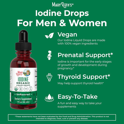 MaryRuth Organics Potassium Iodide - 1 Fl Oz, Iodine Drops, USDA Organic, Vegan, 1 Year Supply