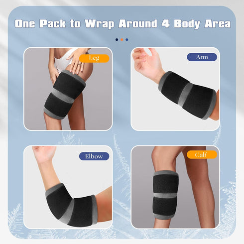 UNCN Large Knee Ice Pack Wrap for Instant Pain Relief, Reusable Cold Gel Bag, Wearable with Velcro Straps for Arms,