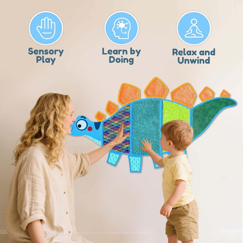 Srichly Texture-Packed (Dinosaur-1) Sensory Wall Panel for Kids, Sensory Mats for Playroom Wall Decor, Tactile Sensory