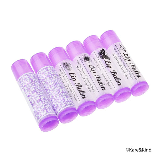 Lip Balm Container Tubes, 50-Pack, DIY, Purple, 3/16 Oz (5.5 ml), Includes 50 Writable & 50 Printed Stickers