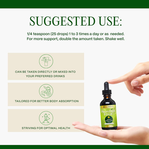 Go Nutrients Prostate Edge - Saw Palmetto & Pygeum Extract Supplement for Men’s Prostate Health, 2oz