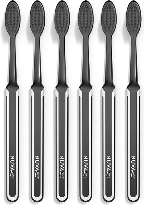 Charcoal Toothbrushes, Soft Activated Charcoal Toothbrush, Teeth Whitening, 6 pc for Adults & Kids