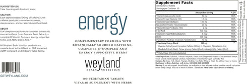 Weyland: Energy - Complimentary Formula with Botanically Sourced Caffeine, Complete B-Complex & Energy Supportive Herbs