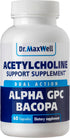 Acetylcholine Alpha GPC Choline 600mg + Bacopa - Reliable Memory & Learning Supplement, 60 Capsules