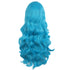 MapofBeauty 28 Inch/70cm Long Curly Full Hair Synthetic Wig with Side Bangs (Cyan Blue)